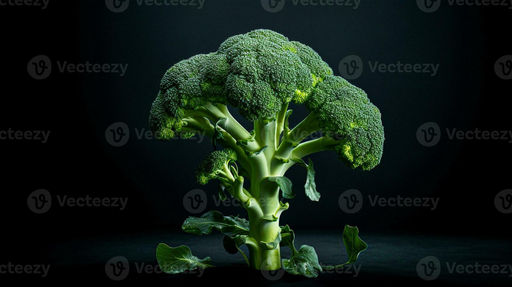 broccoli on dark background generative AI photo