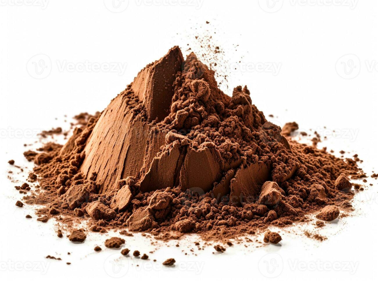 tasty chocolate powder on white background generative AI photo