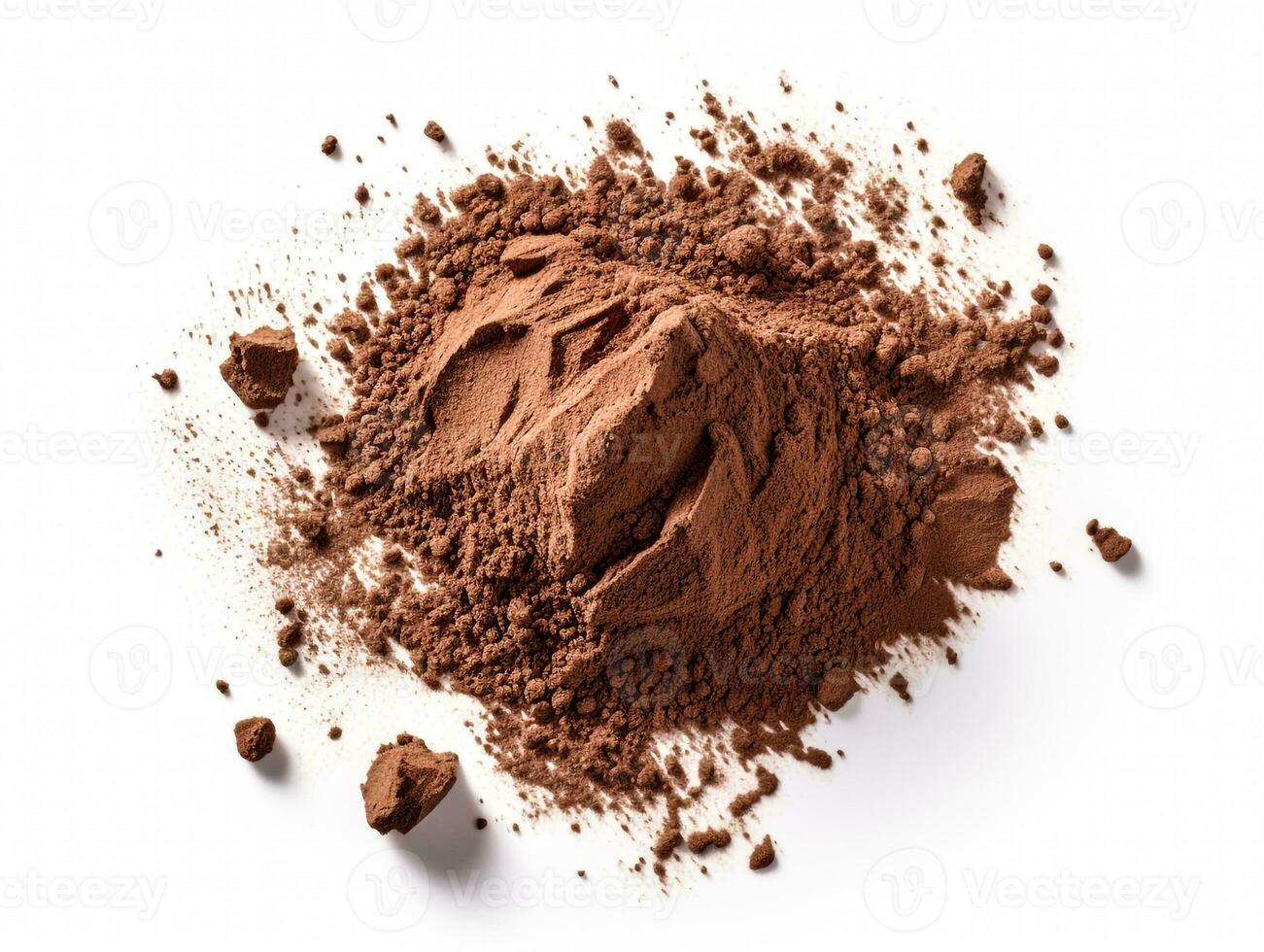brown chocolate powder on white background generative AI photo