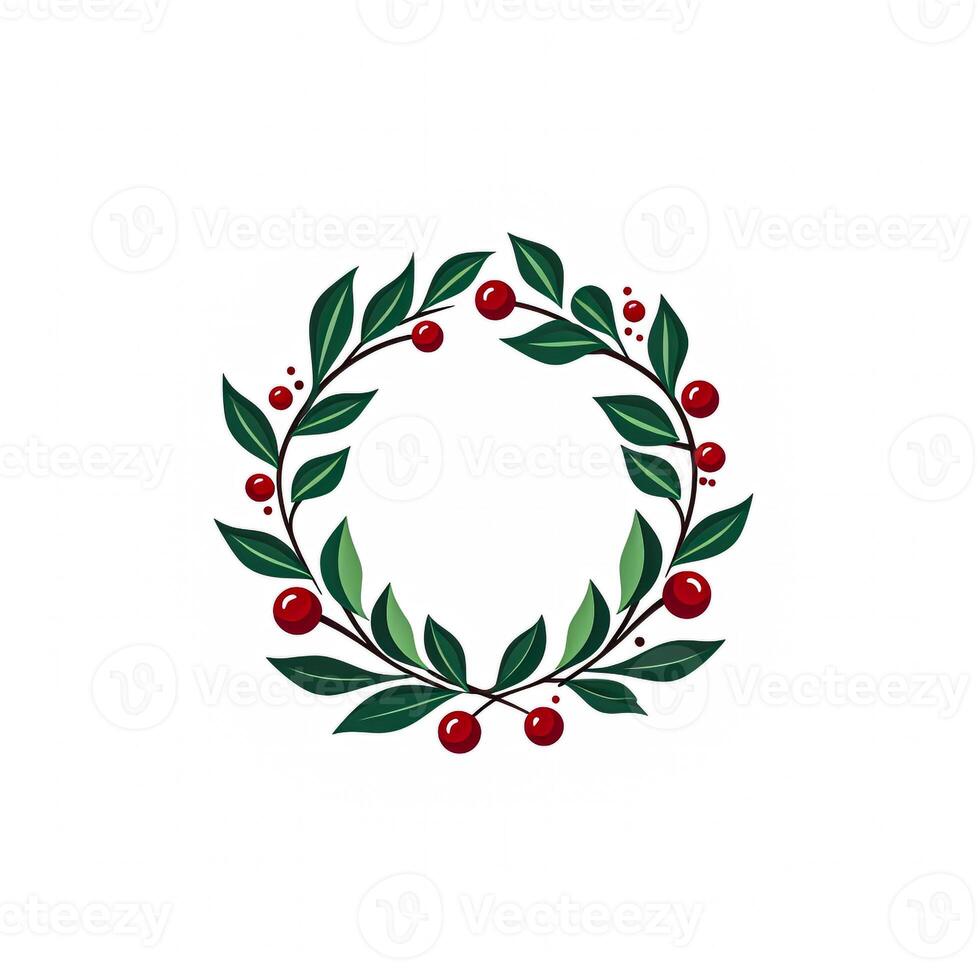 christmas wreath clipart logo on white background generative AI