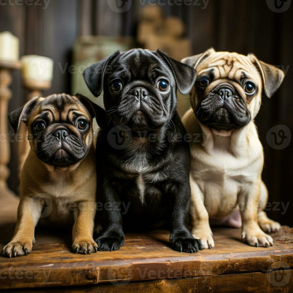 cute bulldog puppies generative AI photo