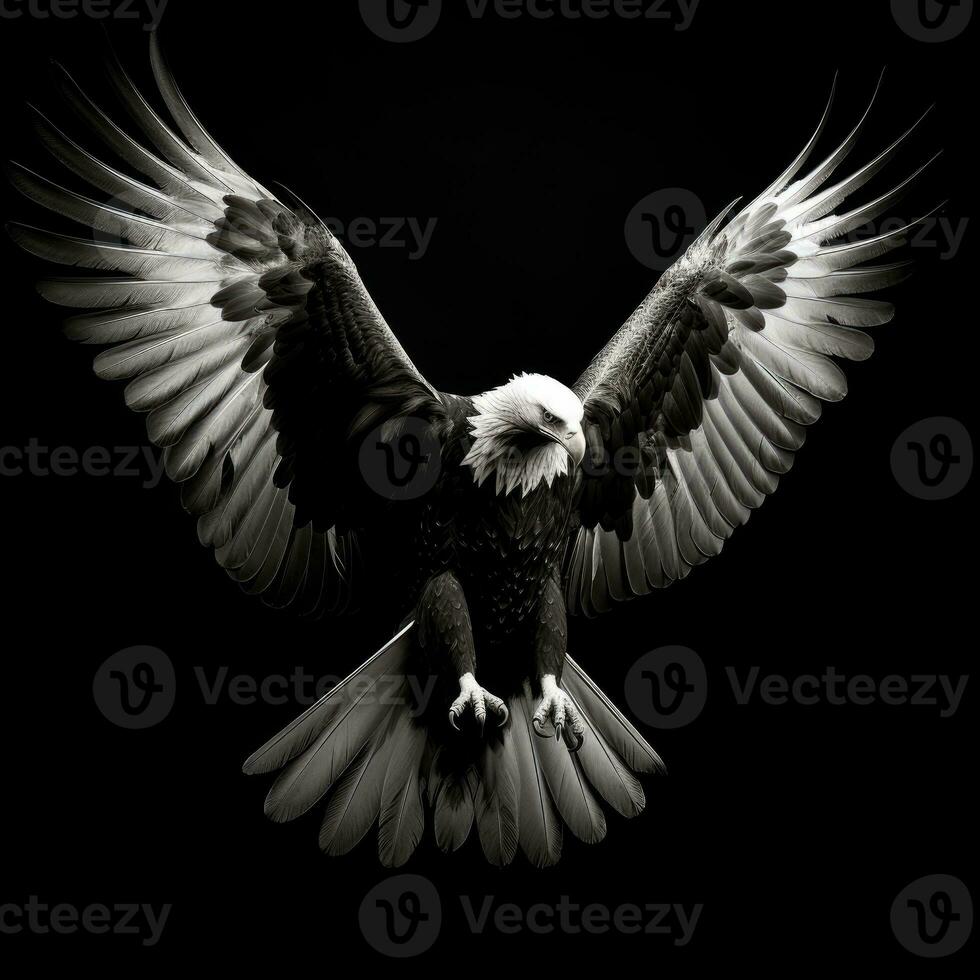 eagle on black background generative AI photo