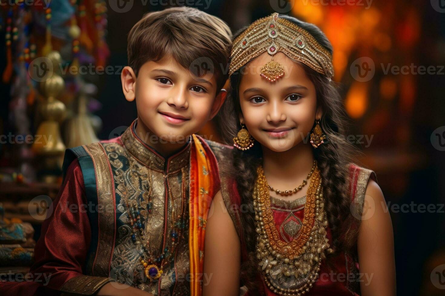 indian cute brother and sister in rakhsa bandhan generative AI photo