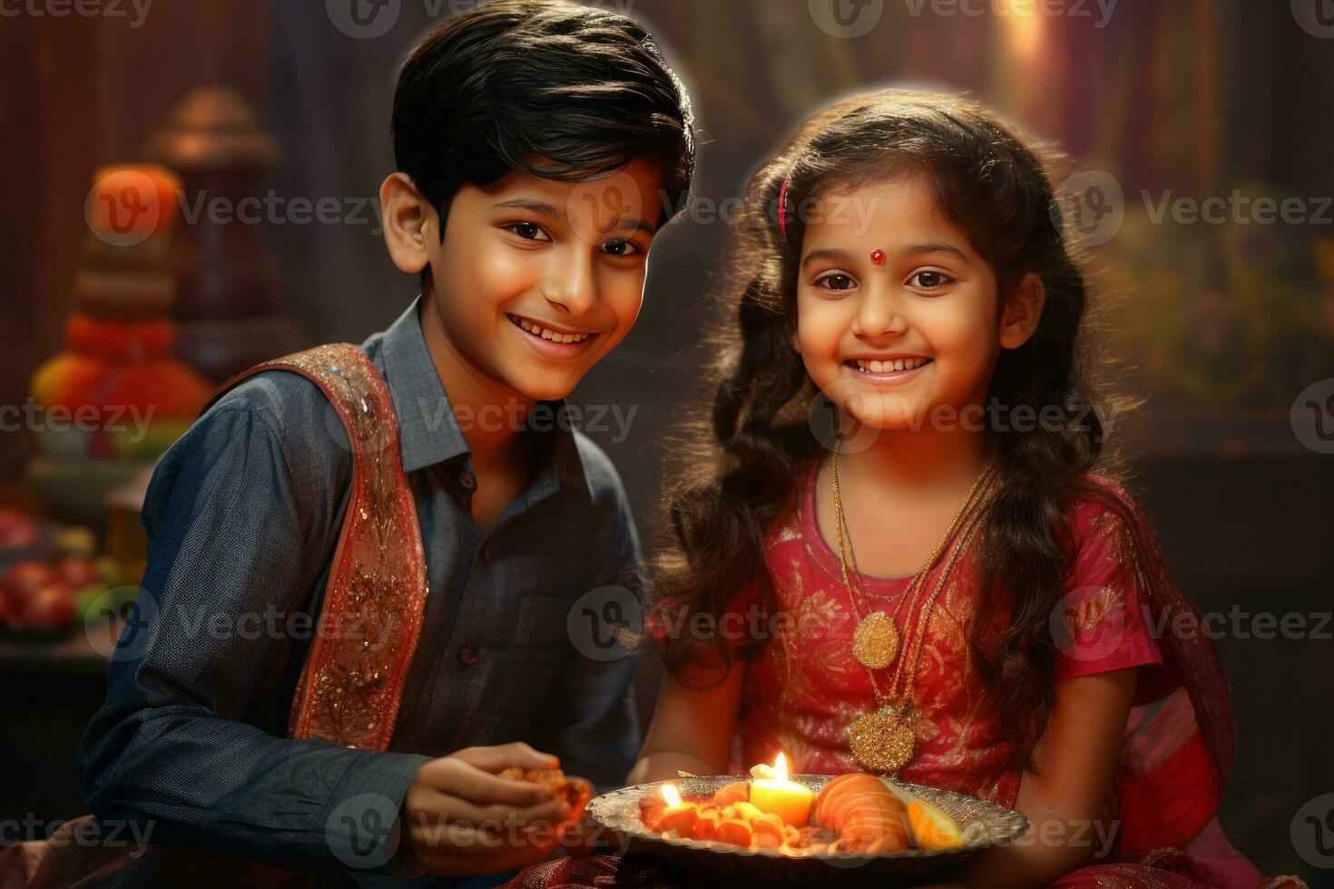 indian brother and sister together in rakhsa bandhan generative AI photo