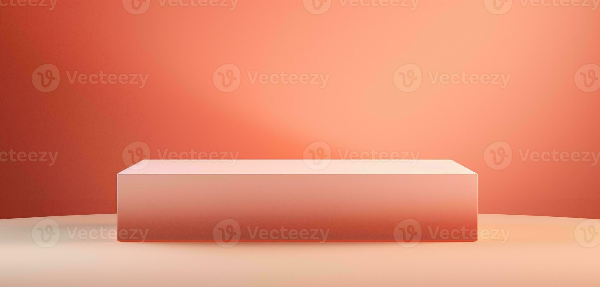 blank podium on peach color background generative AI photo