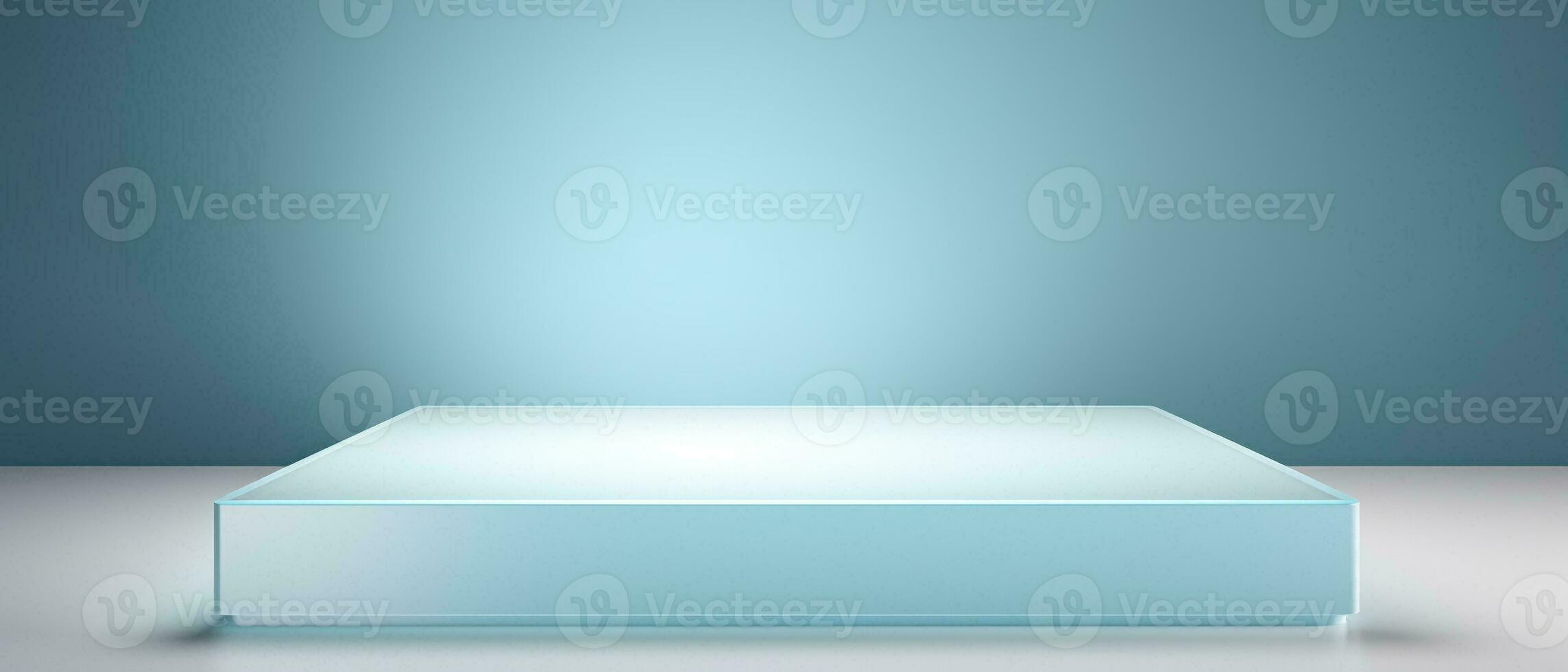 square white empty podium on sky blue background generative AI photo