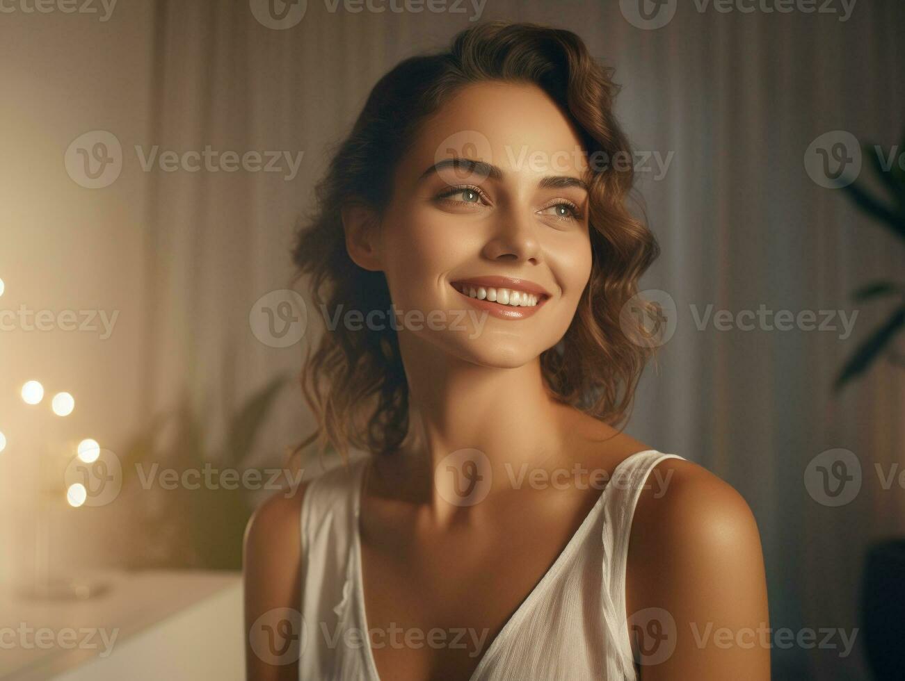 a smiling woman shot generative AI photo