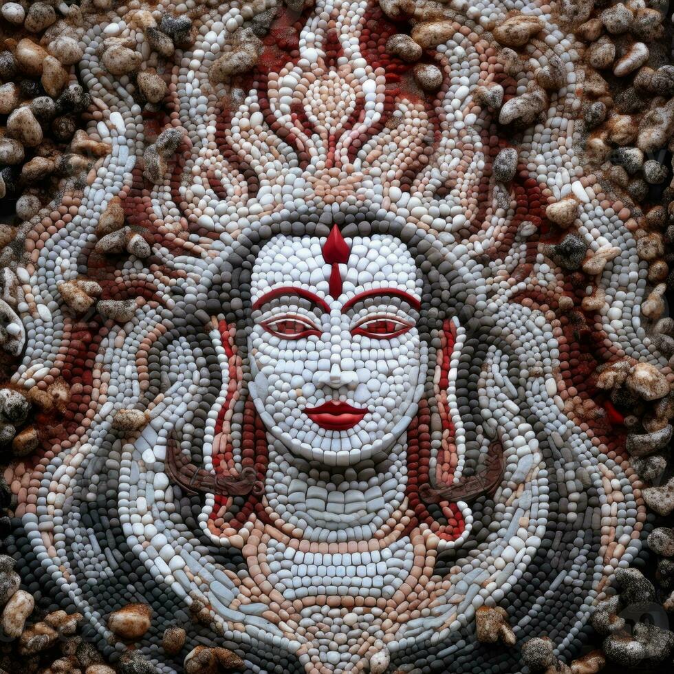 a shiva god face made of mosaic art generative AI photo