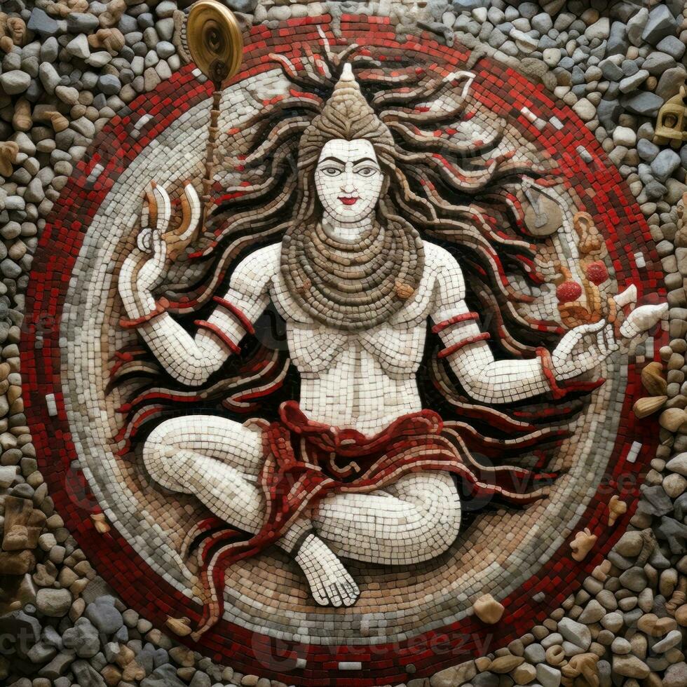 a shiva god made of mosaic art generative AI photo