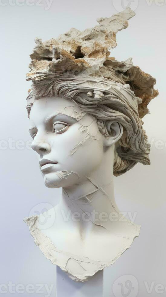 a greek statue head on white background generative AI photo