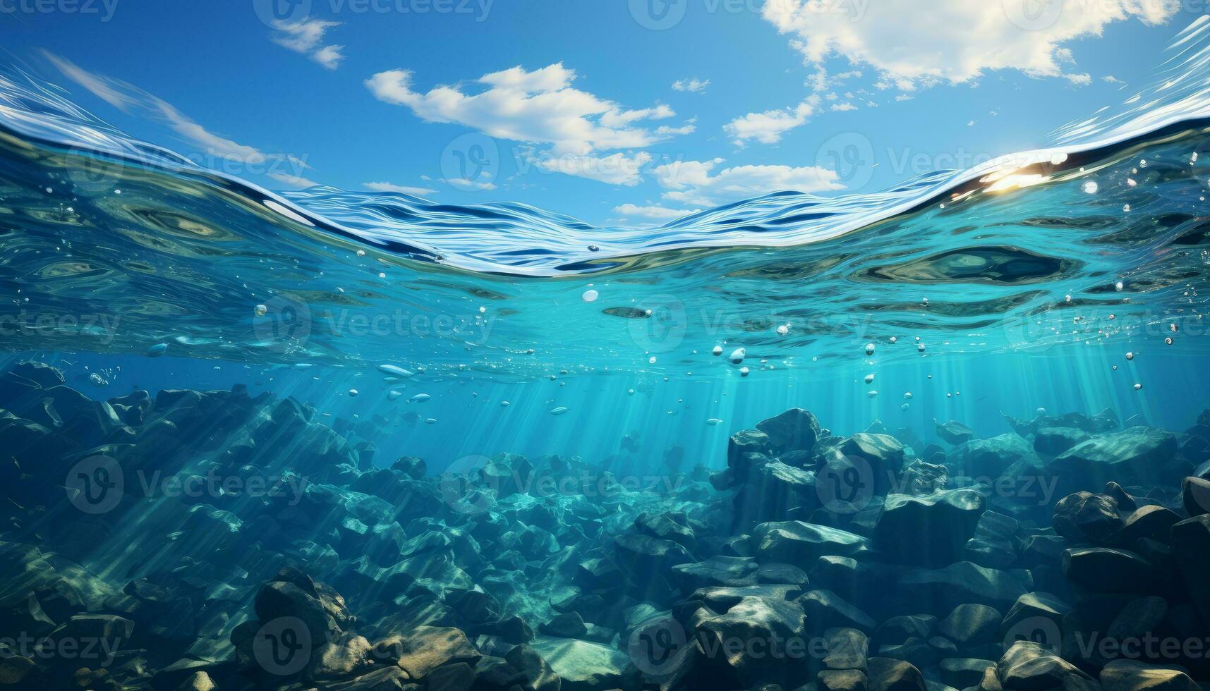 picture of under water and sky generative AI photo
