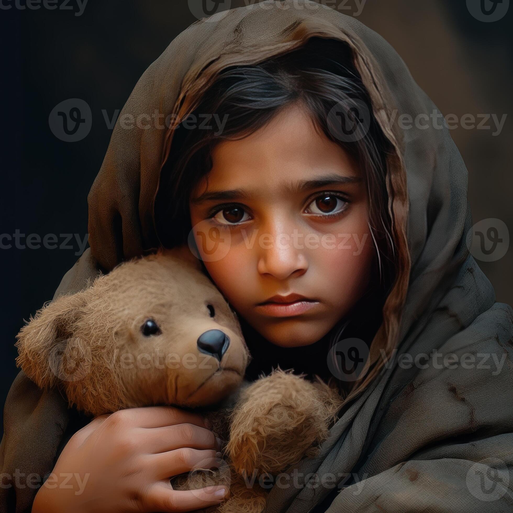 Girl hugging 2024 a teddy bear
