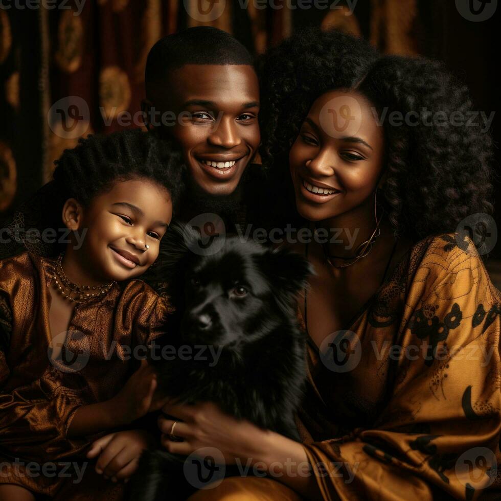 photo of happy black family generative AI