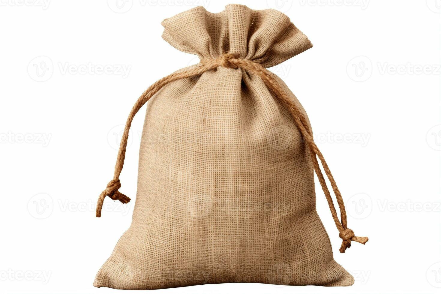Burlap sack isolated on white background generative AI photo