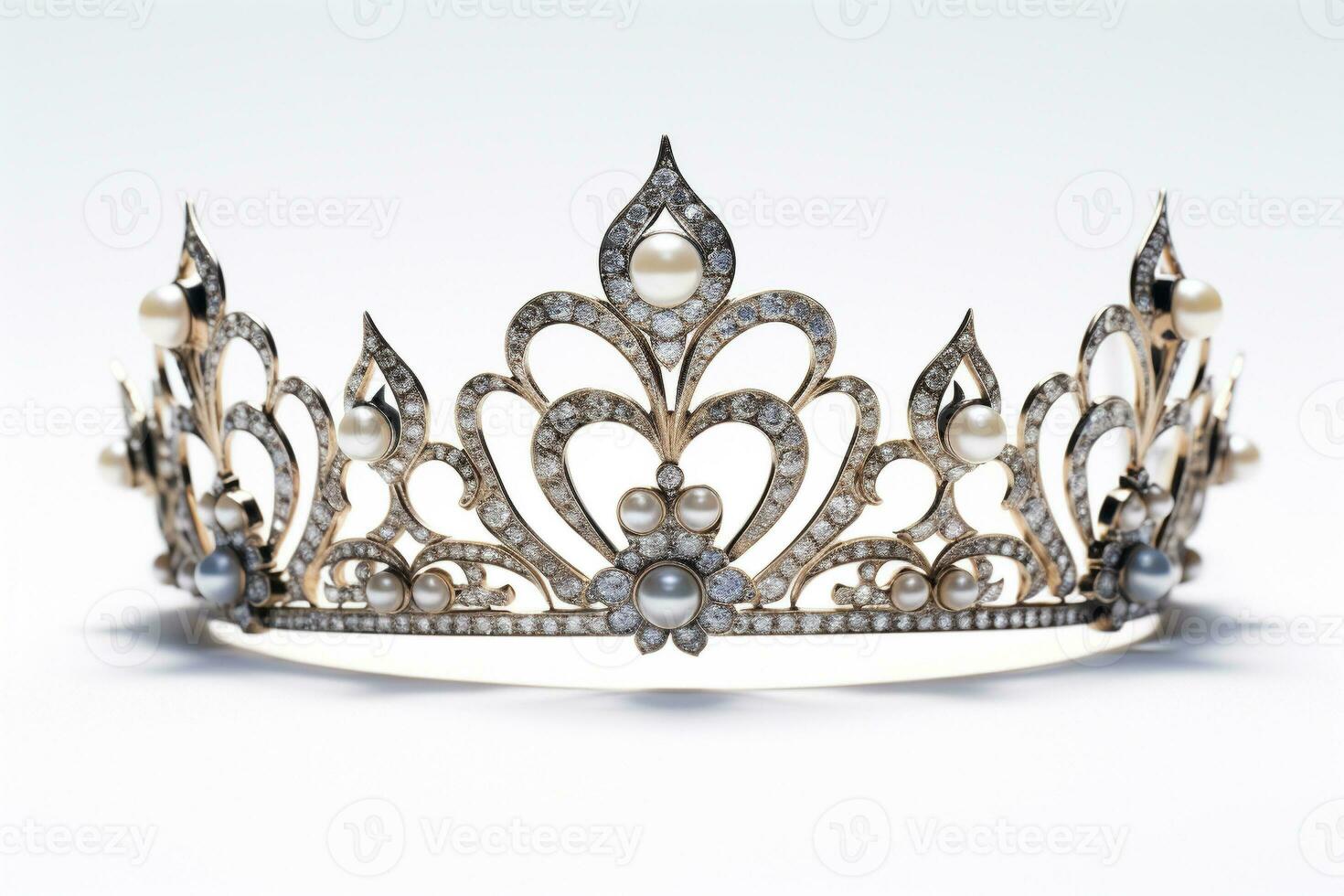 diamond crown on white background generative AI photo