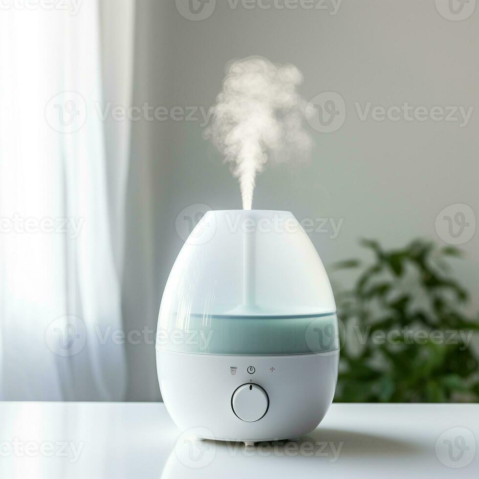 Humidifier releasing steam in the home generative AI photo
