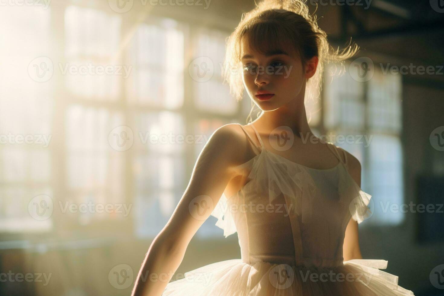 sunshine comes on a young girl ballet generative AI photo