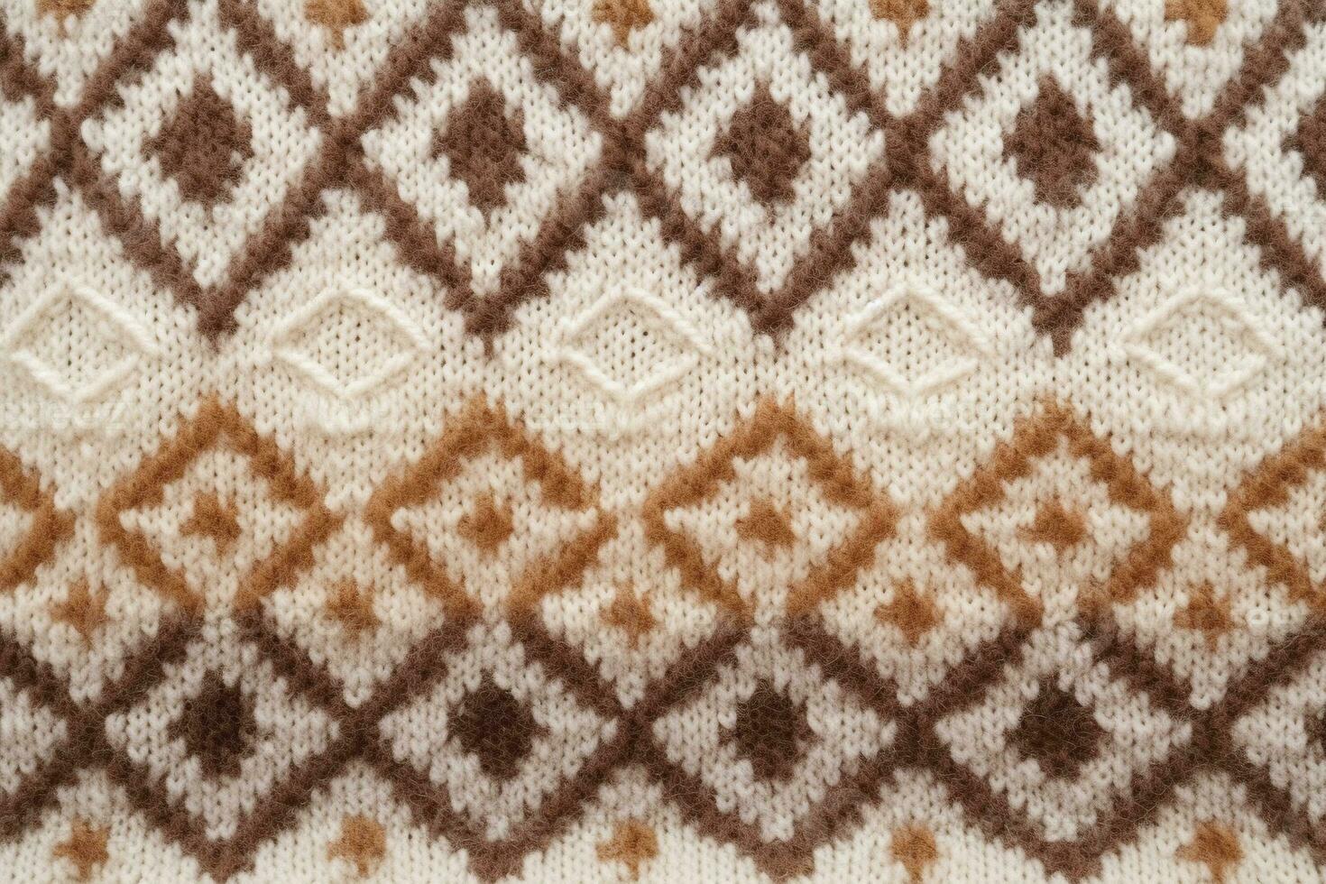 Wool sweater design texture of light brown dark brown colors generative AI photo