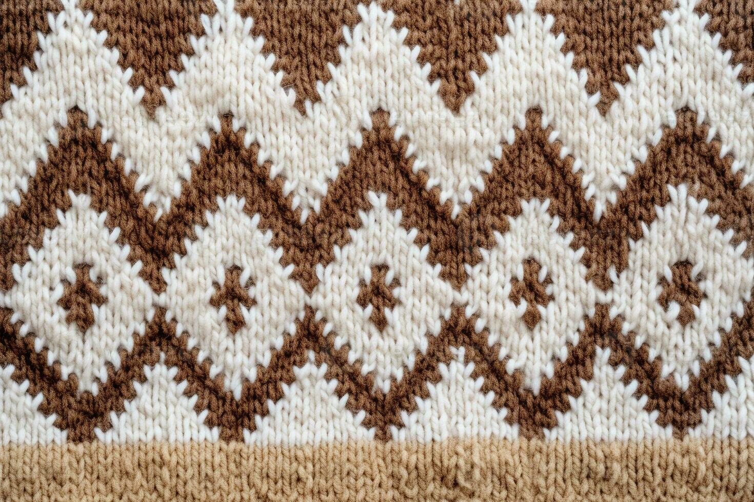 Wool sweater pattern texture of light brown dark brown and white colors generative AI photo