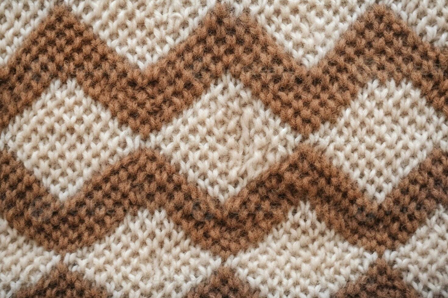 Wool sweater texture of light brown dark brown colors generative AI photo