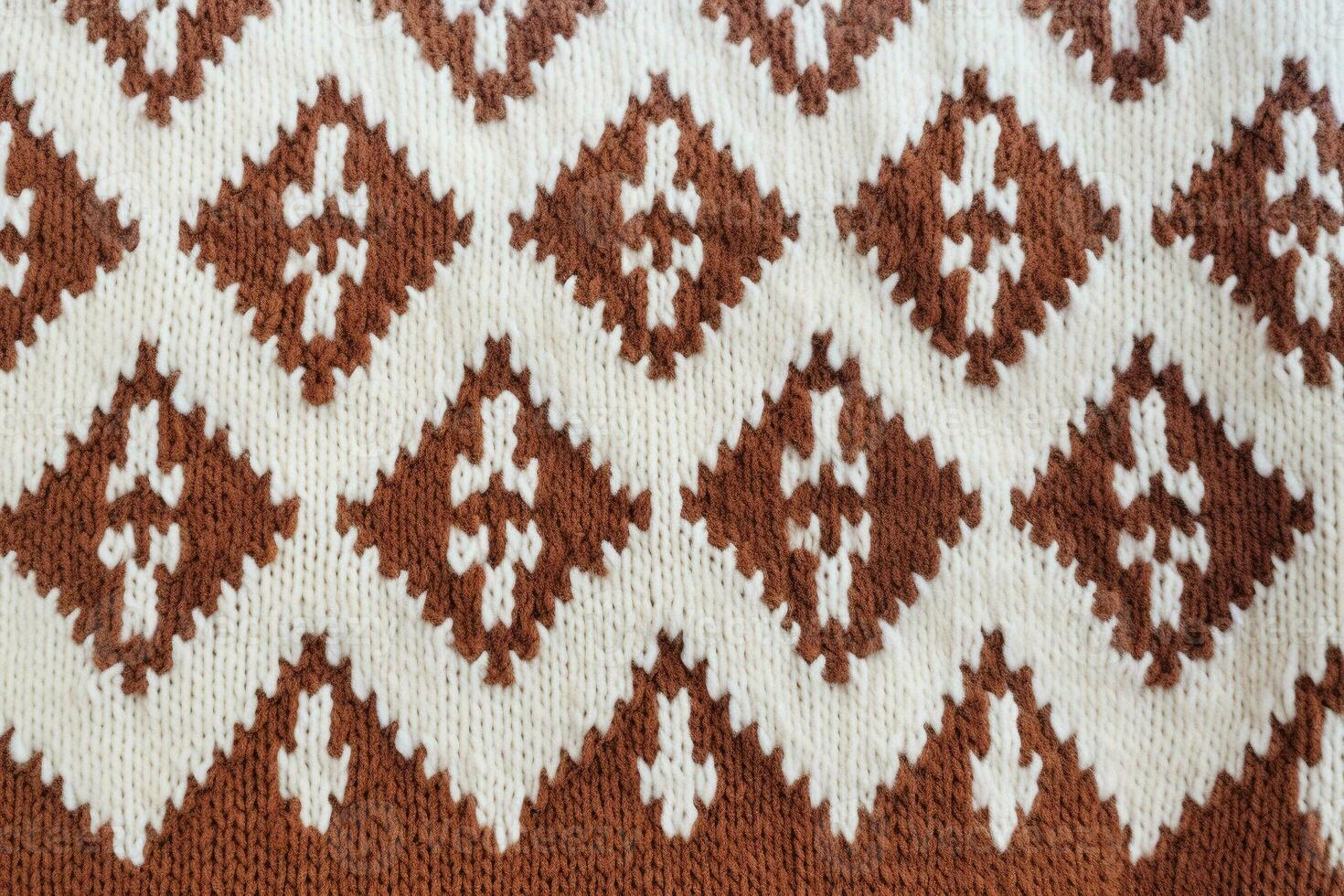 closeup of Wool sweater texture of light brown dark brown colors generative AI photo