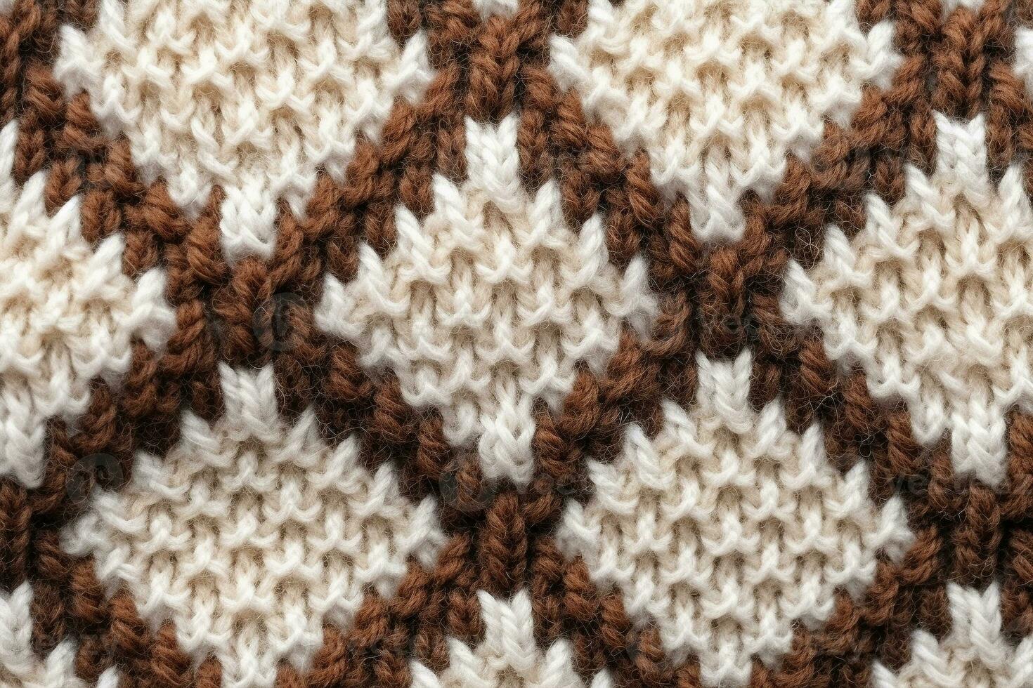 Wool sweater texture of light brown dark brown and white colors generative AI photo