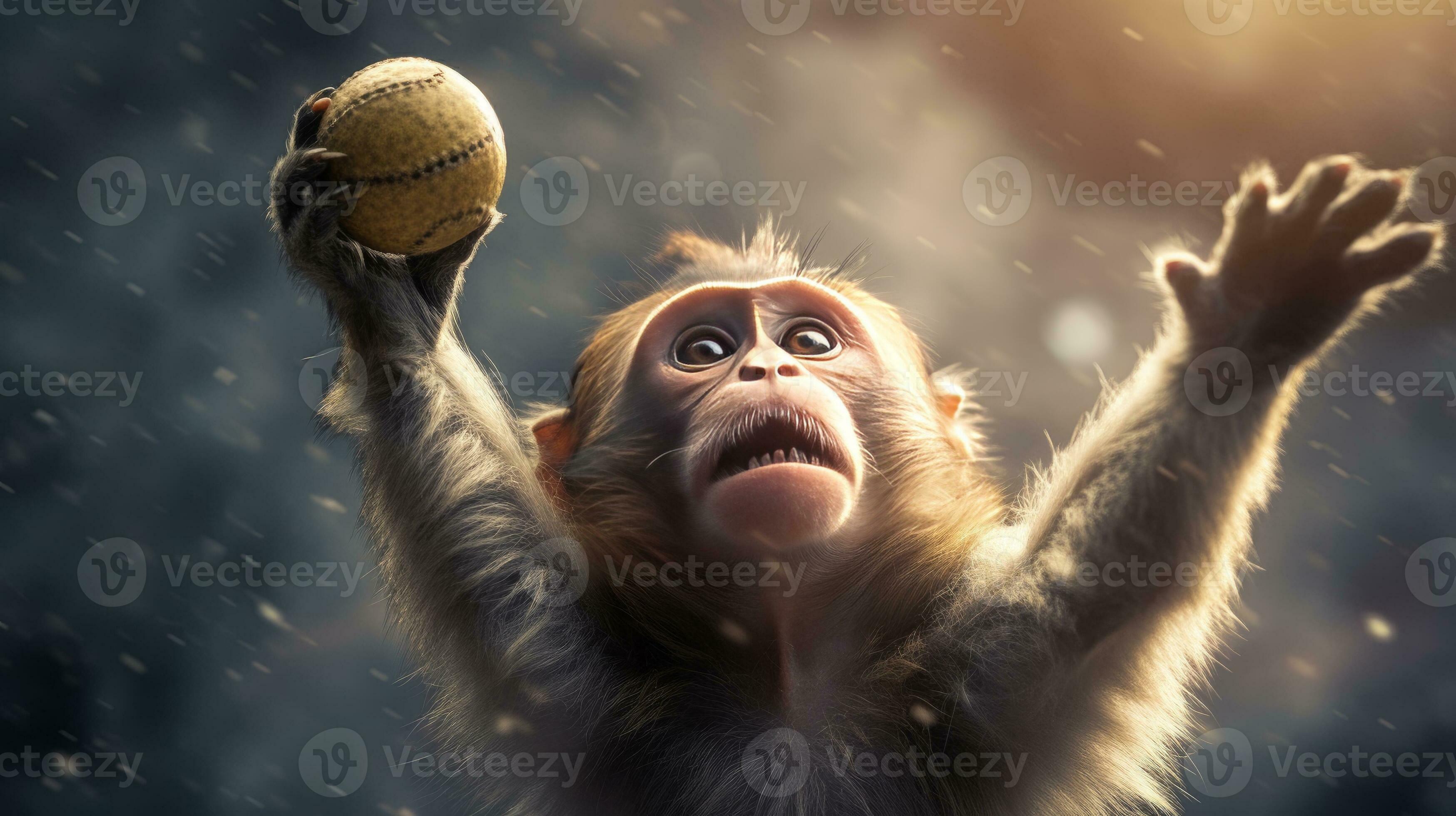 A monkey is throwing ball on dark background generative AI 29641871 Stock Photo at Vecteezy