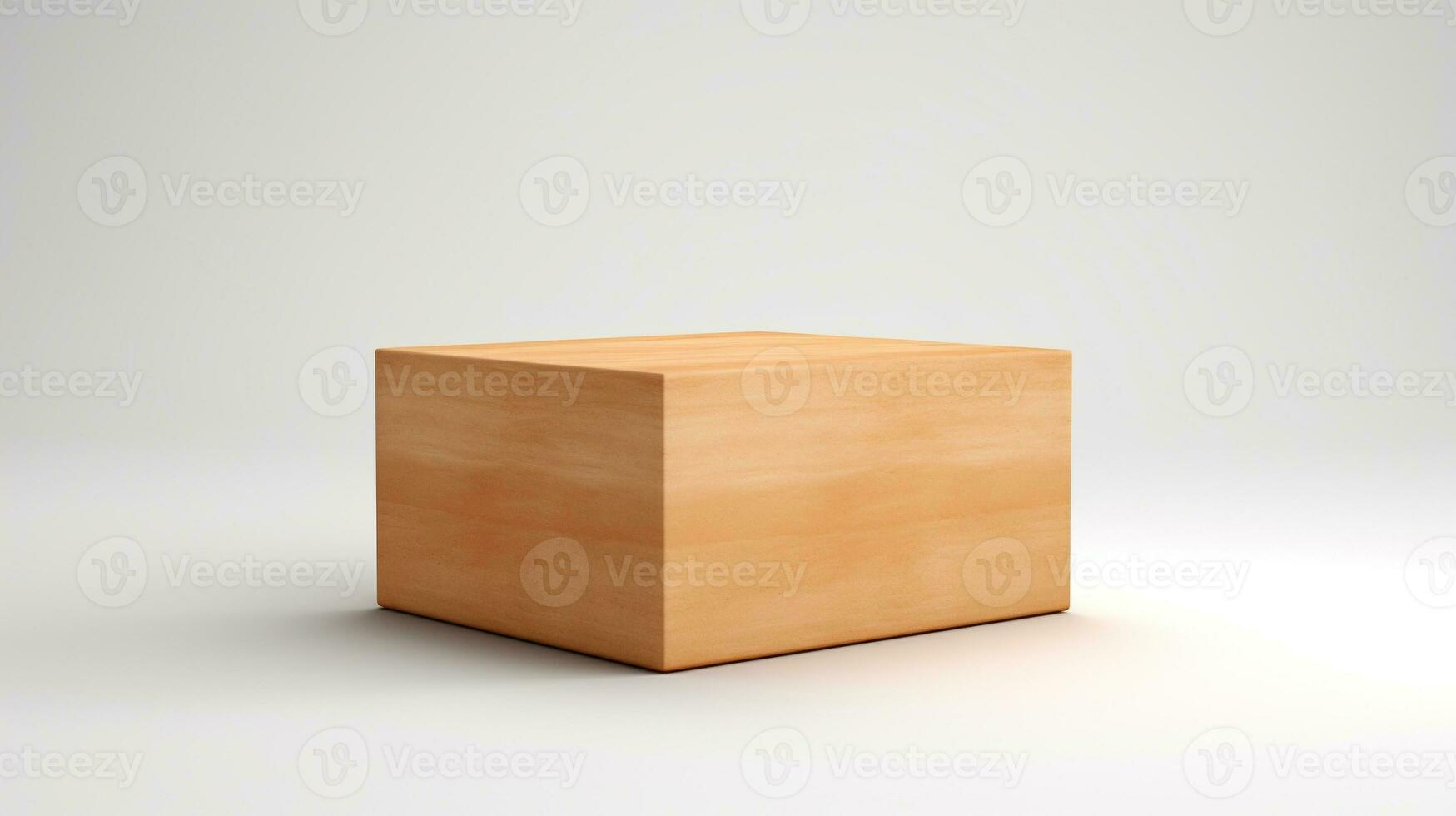 rectangular 3d de madera caja en blanco antecedentes generativo ai foto