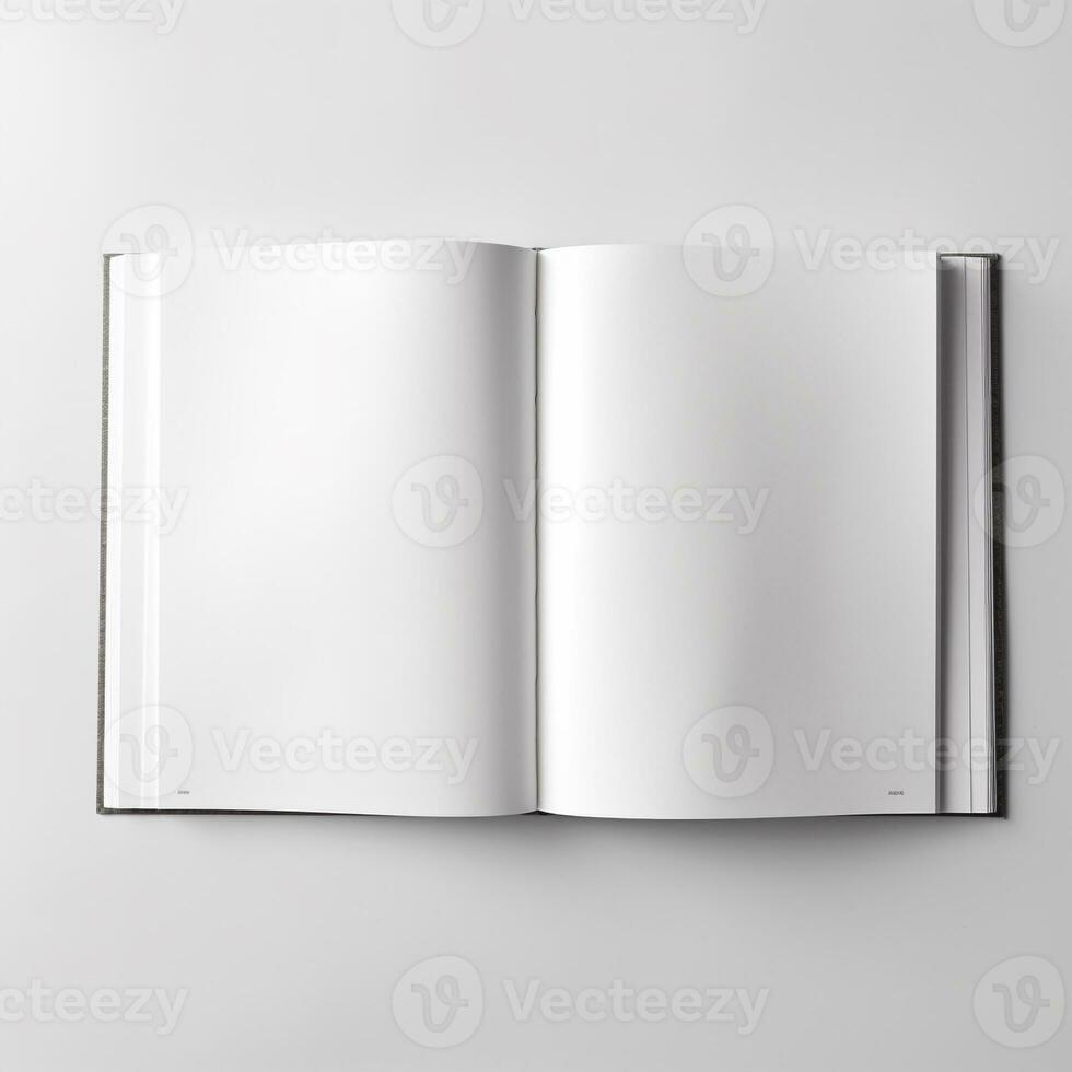 a blank empty open note book on white background generative AI photo