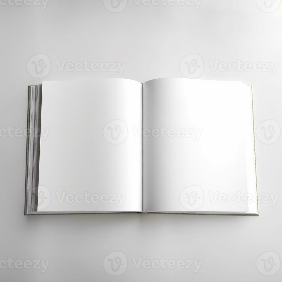 a blank open note book on white background generative AI photo