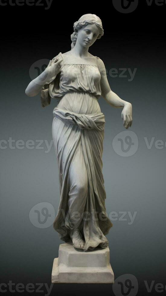 roman concrete statue of a female on dark background generative AI photo