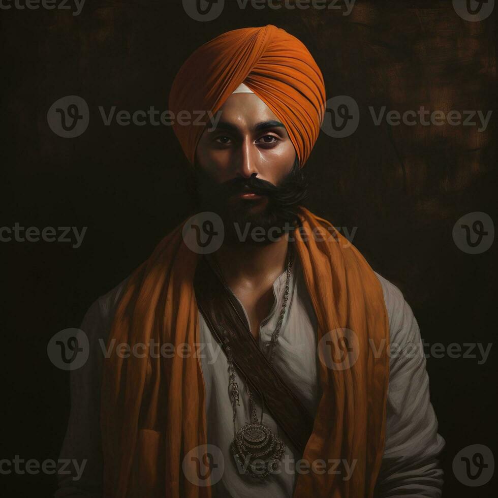 picture of a sikh man on dark background generative AI photo