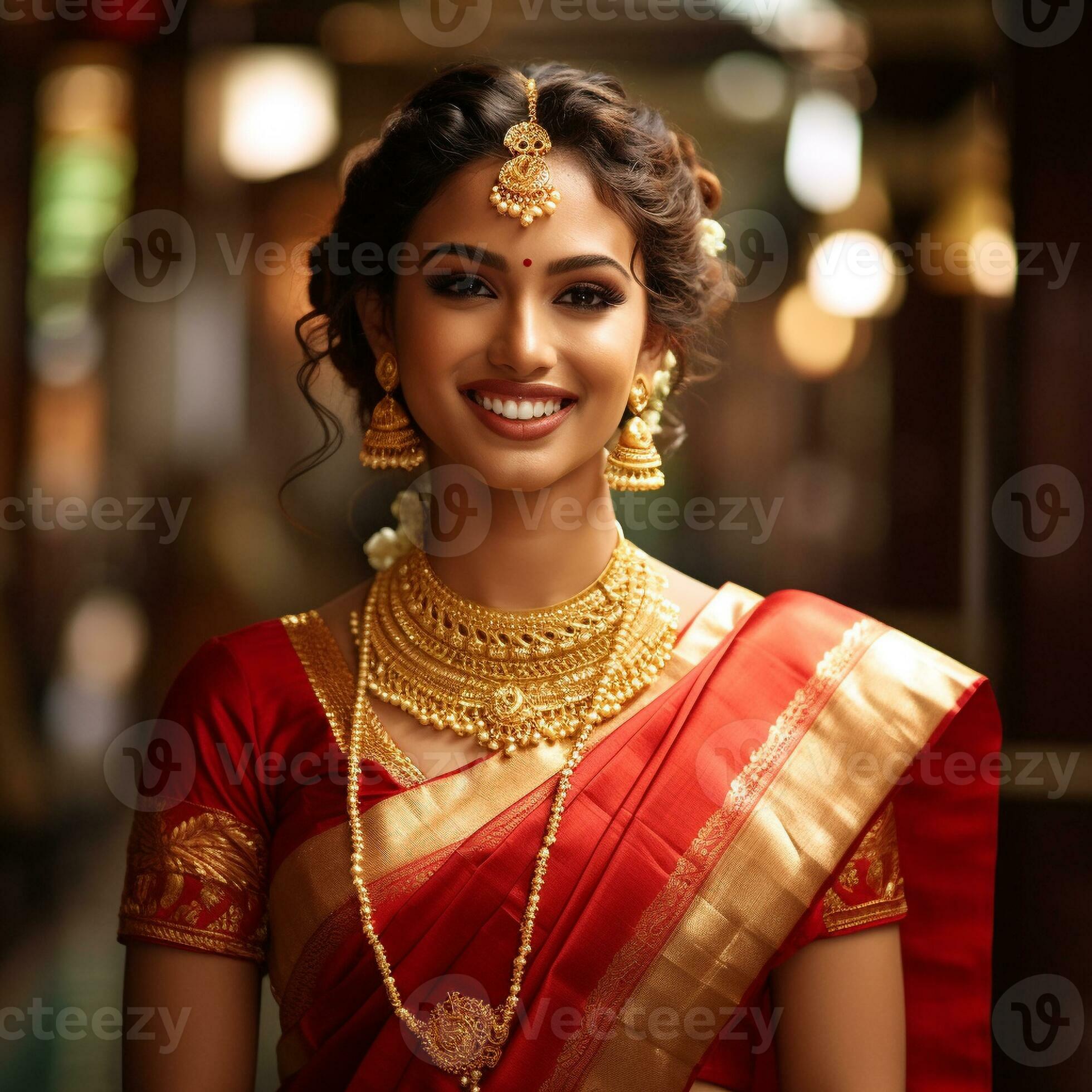 Bello Saree étnico Indio. Mujer Joven En Una Boda Sensual Roja Y Colorida Y  Un Sari Indio Muy Femenino Posando Sobre Una Vieja Foto de archivo - Imagen  de diosa, costumbre: 206589978