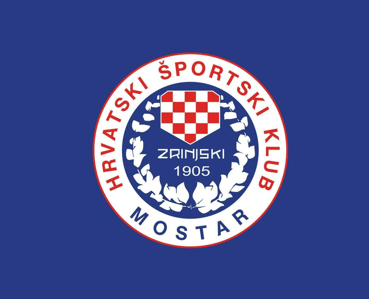 Zrinjski Mostar Club Logo Symbol Bosnia Herzegovina League Football Abstract Design Vector Illustration With Blue Background