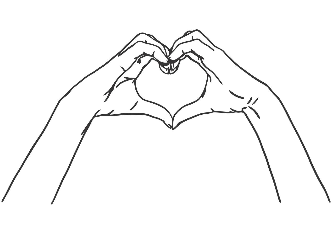 Hands heart love gesture transparent black and white illustration photo