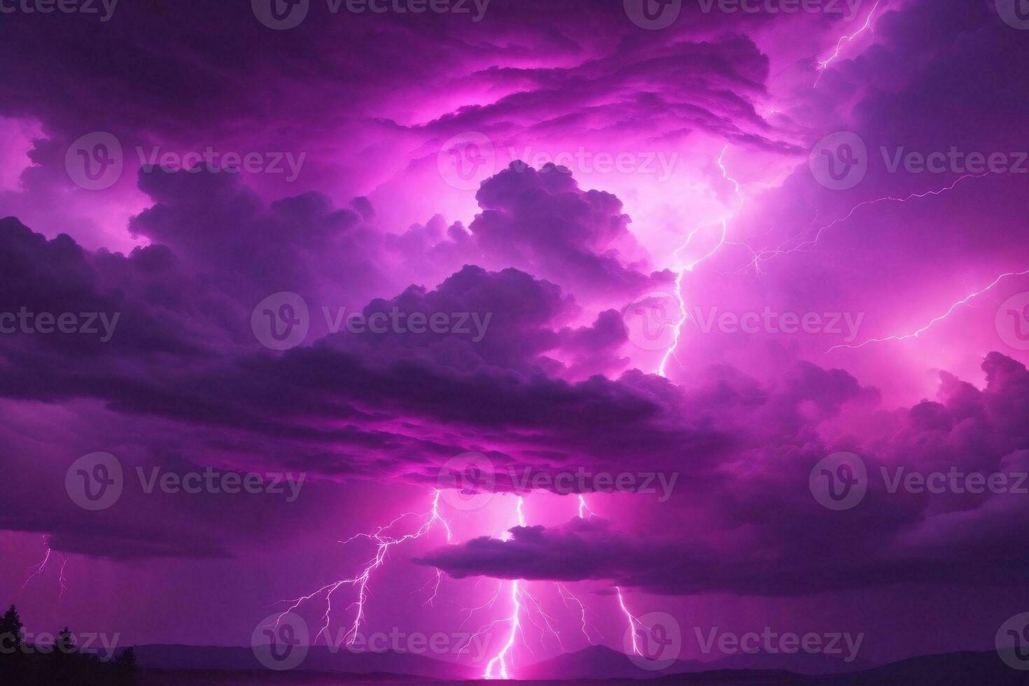 Thunderstorm Sky, Pink Thunderstorm Background, Pink Thunderstorm Wallpaper, Pink Stormy sky Background, Rainy Sky, Storm clouds, Ai Generative photo