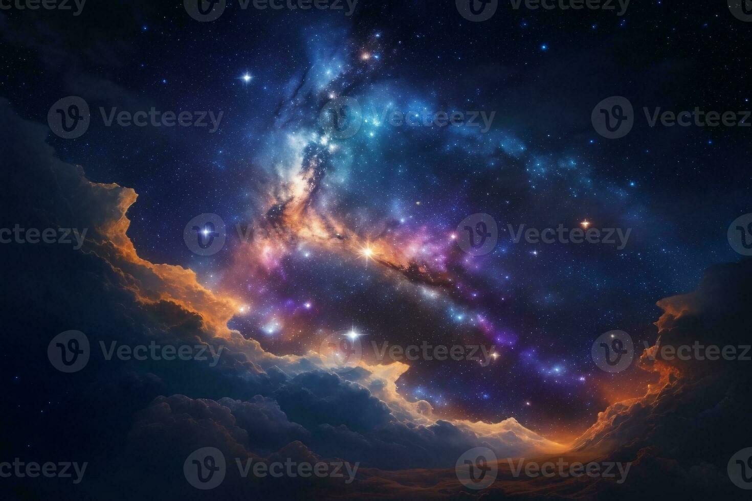 Starry Night Sky Background, Starry Night Sky Wallpaper, Galaxy Background, Space Background, Galaxy Wallpaper, Space Wallpaper, Ai Generative photo