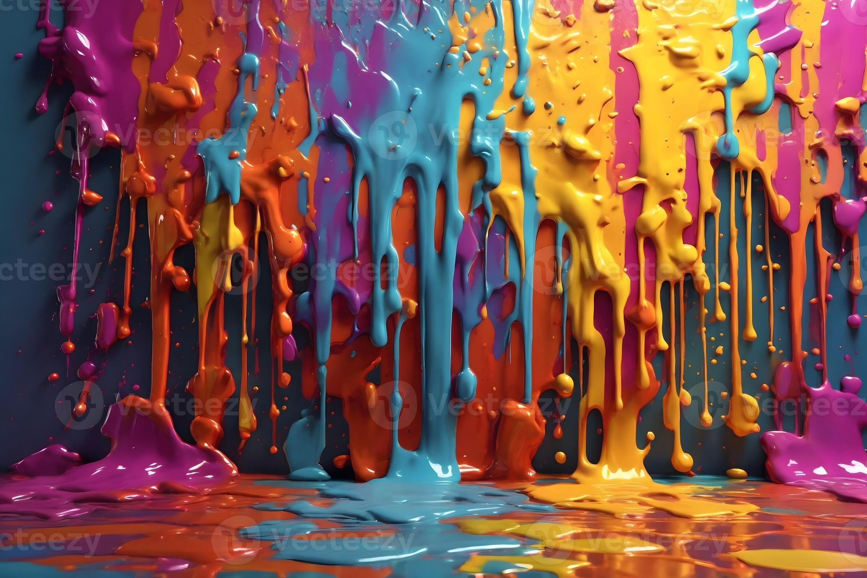 Dripping Paint Texture, Colorful Dripping Paint Background, Paint