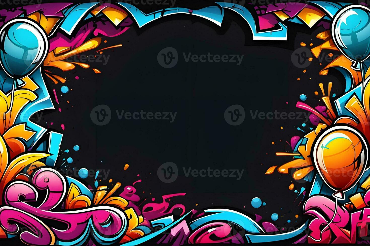 Graffiti Frame Background, Graffiti Border, Graffiti Frame, Graffiti background, Graffiti Art, Graffiti Wallpaper, AI Generative photo