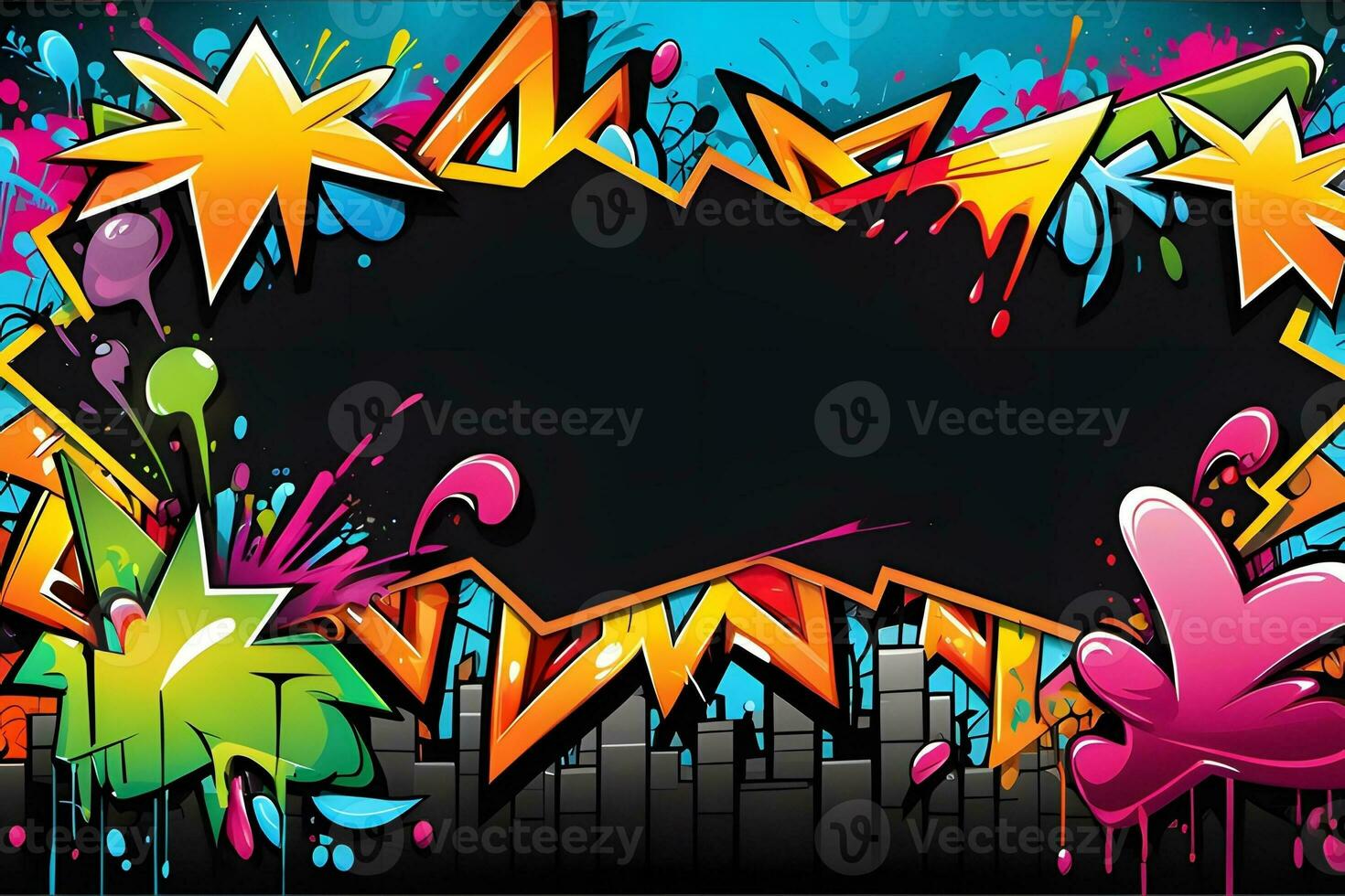 Graffiti Frame Background, Graffiti Border, Graffiti Frame, Graffiti background, Graffiti Art, Graffiti Wallpaper, AI Generative photo