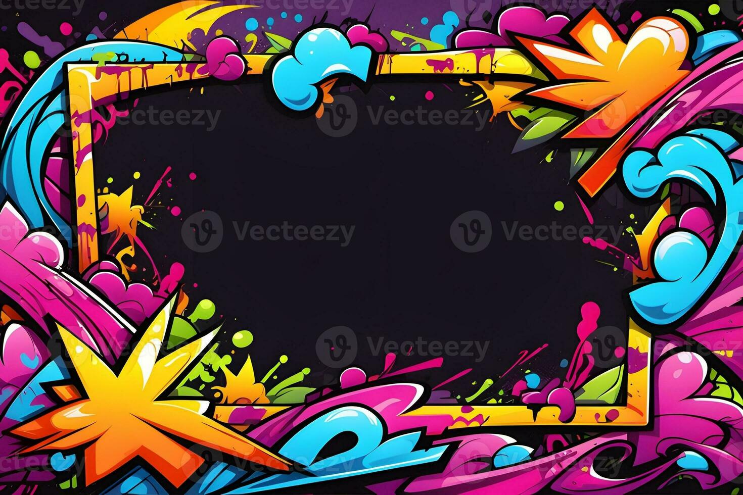 Graffiti Frame Background, Graffiti Border, Graffiti Frame, Graffiti background, Graffiti Art, Graffiti Wallpaper, AI Generative photo