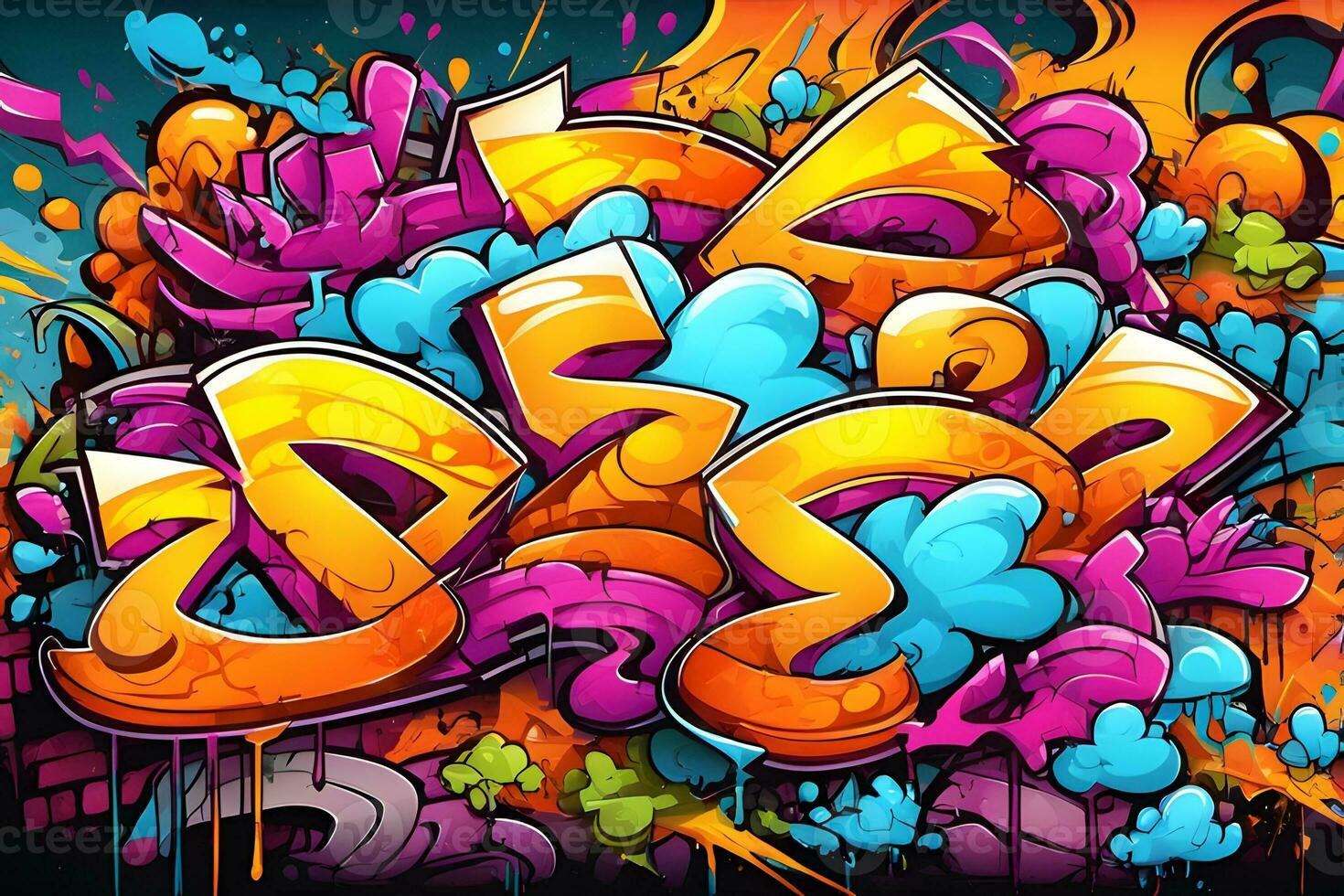 Graffiti Wallpaper, Graffiti Background, Graffiti Pattern, Street art background, graffiti art, graffiti Design, Graffiti Paint, AI Generative photo