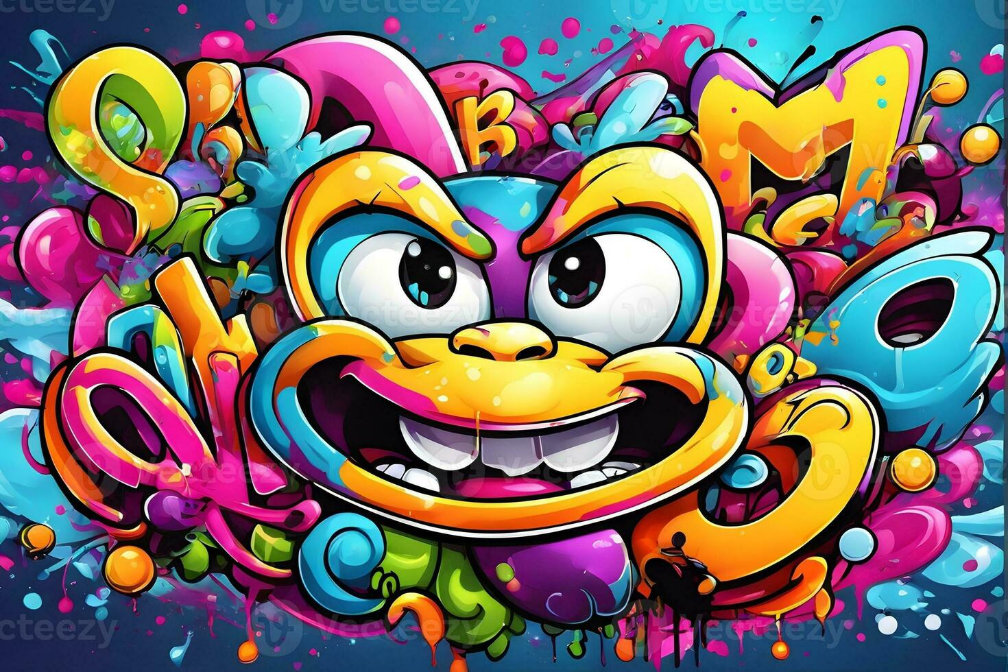 Cartoon Graffiti Wallpaper, Cartoon Graffiti Background, Cartoon Graffiti Pattern, Cartoon Character Graffiti background, Cartoon Character Graffiti Art, Graffiti Background, AI Generative photo