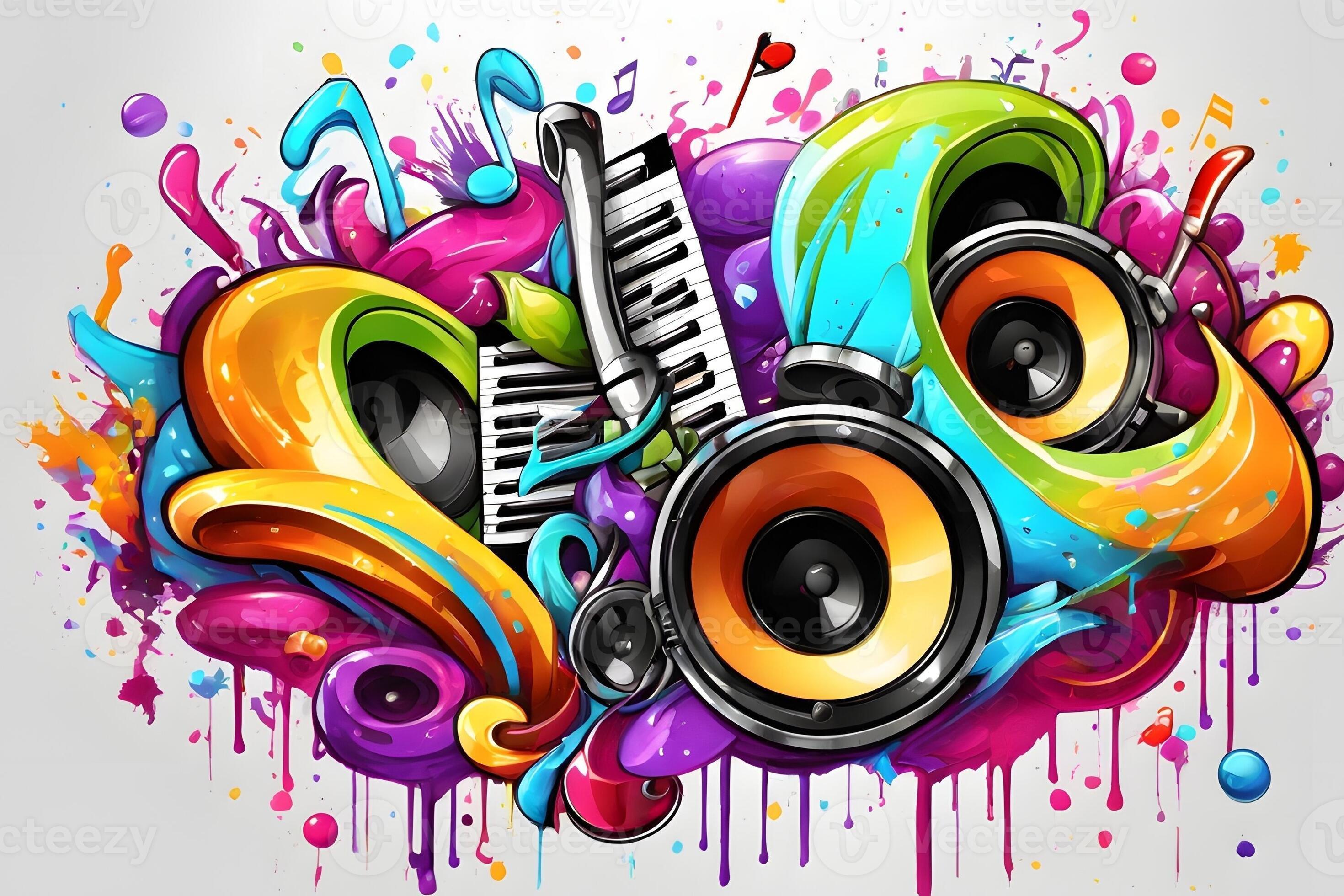 Music Graffiti Wallpaper, Graffiti Background, Music Graffiti Pattern
