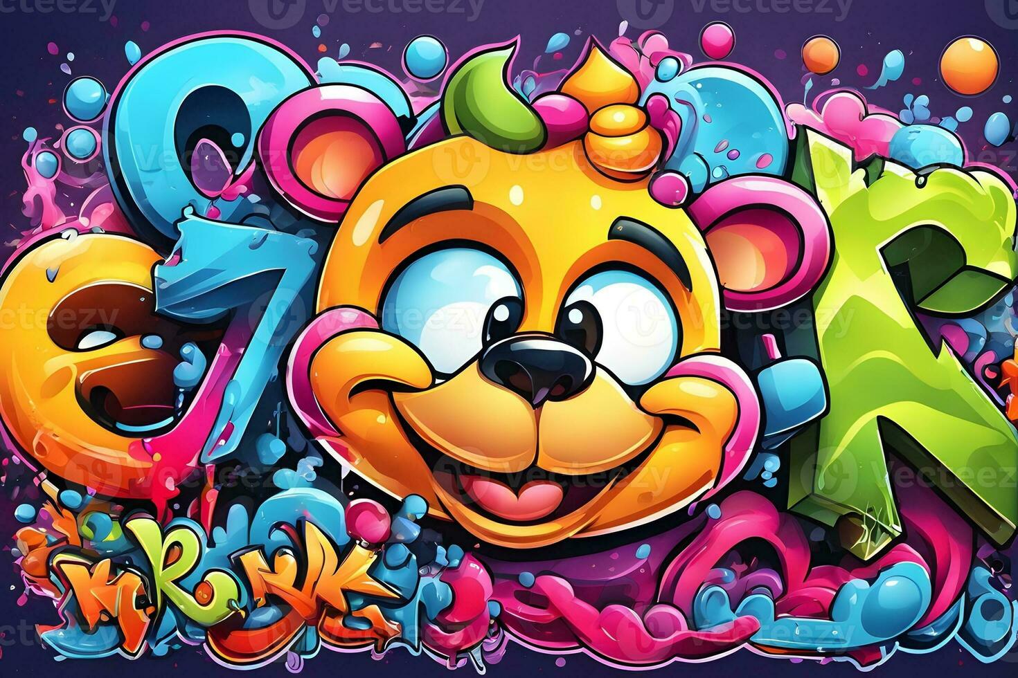 Cartoon Graffiti Wallpaper, Cartoon Graffiti Background, Cartoon Graffiti Pattern, Cartoon Character Graffiti background, Cartoon Character Graffiti Art, Graffiti Background, AI Generative photo