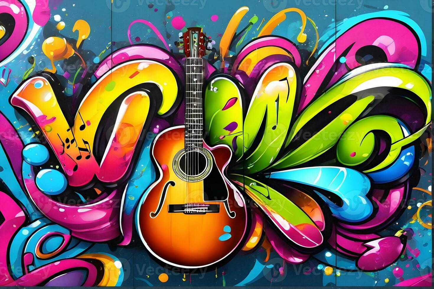 Music Graffiti Wallpaper, Graffiti Background, Music Graffiti Pattern, Music Graffiti background, Music Graffiti Art, Music Graffiti Paint, AI Generative photo