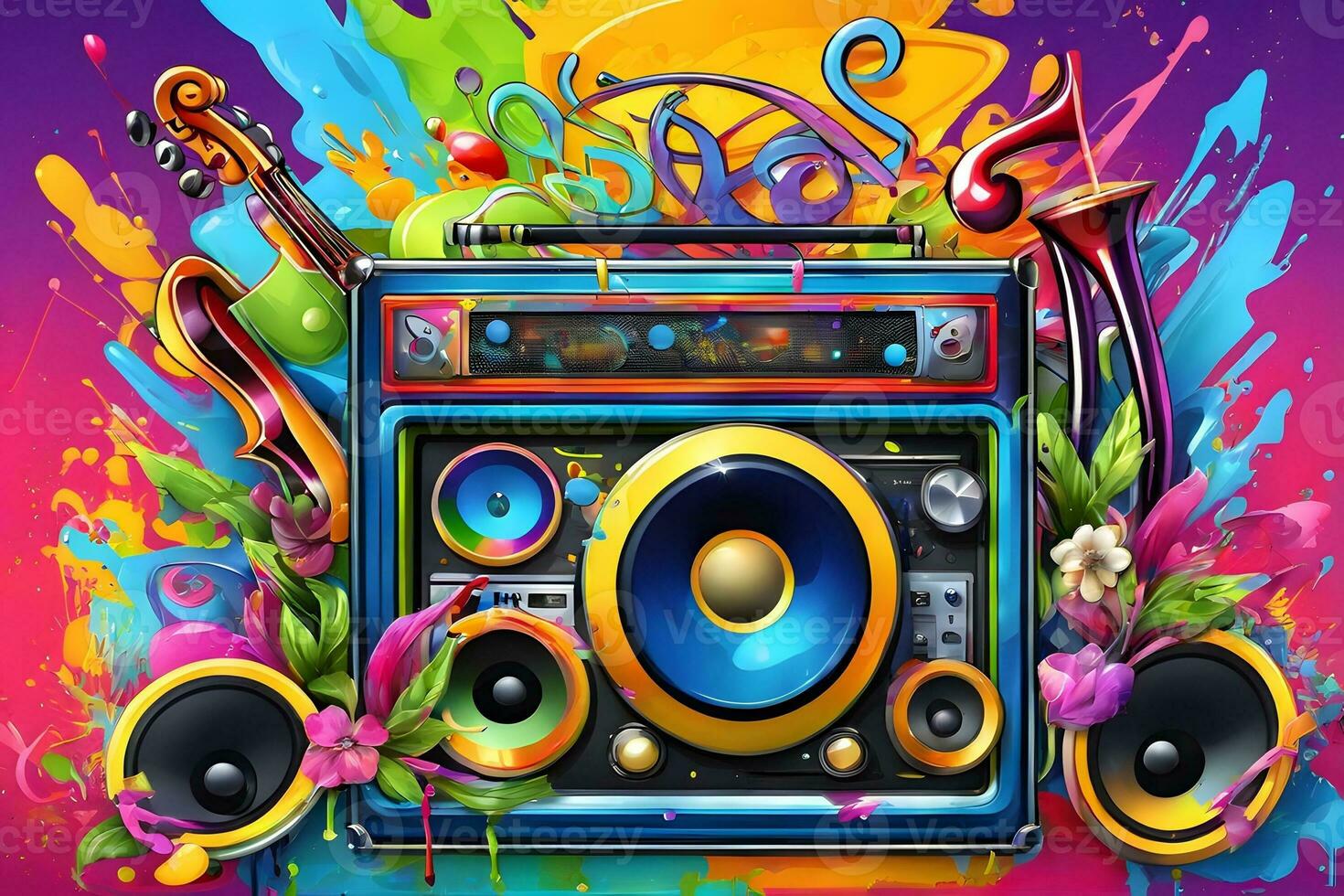 Music Graffiti Wallpaper, Graffiti Background, Music Graffiti Pattern, Music Graffiti background, Music Graffiti Art, Music Graffiti Paint, AI Generative photo