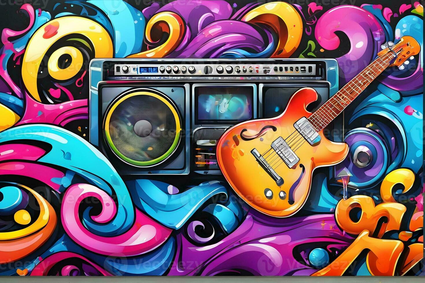 Music Graffiti Wallpaper, Graffiti Background, Music Graffiti Pattern, Music Graffiti background, Music Graffiti Art, Music Graffiti Paint, AI Generative photo