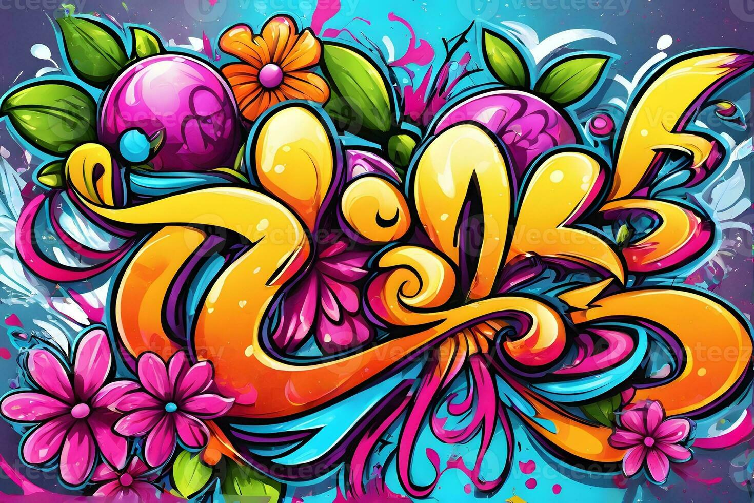 Flower Graffiti Wallpaper, Graffiti Background, Floral Graffiti Pattern, Flower Graffiti background, Flower Graffiti Art, Floral Graffiti Paint, AI Generative photo