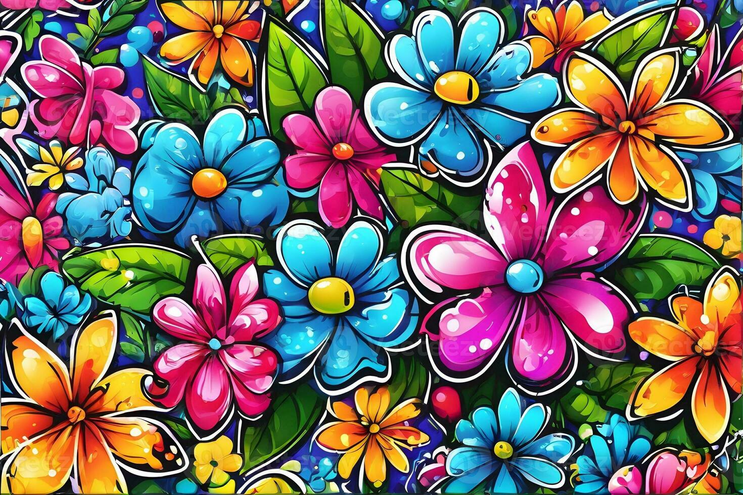 Flower Graffiti Wallpaper, Graffiti Background, Floral Graffiti Pattern, Flower Graffiti background, Flower Graffiti Art, Floral Graffiti Paint, AI Generative photo